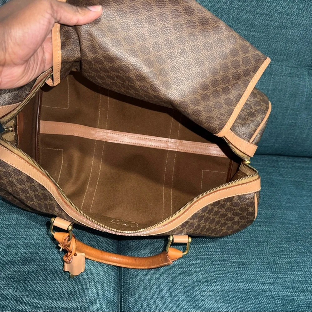 Celine Brown and Tan Macadam Boston Bag - Picture 9 of 16